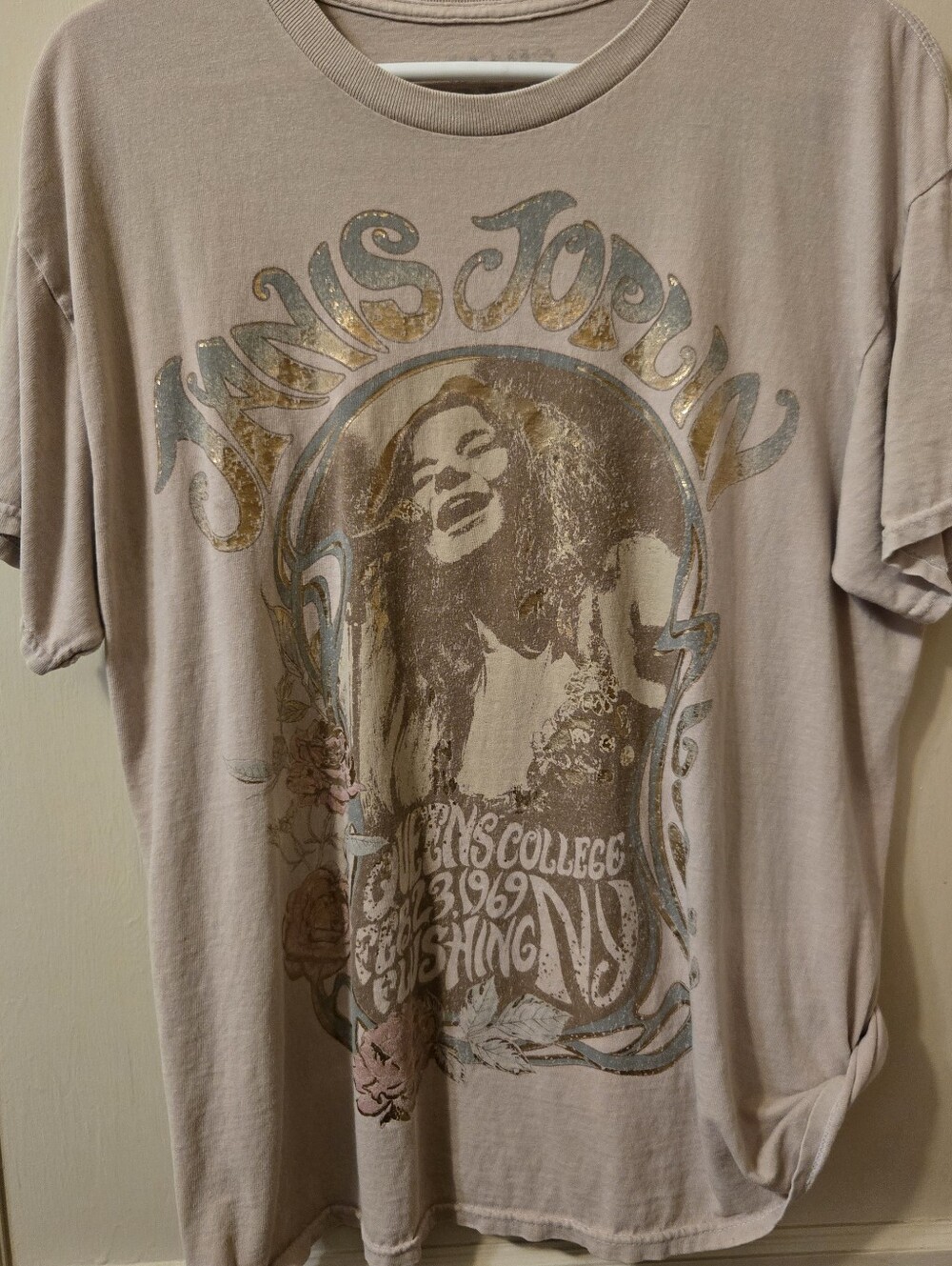 Maurices Taupe Short-Sleeve Graphic Tee with Metallic Accents